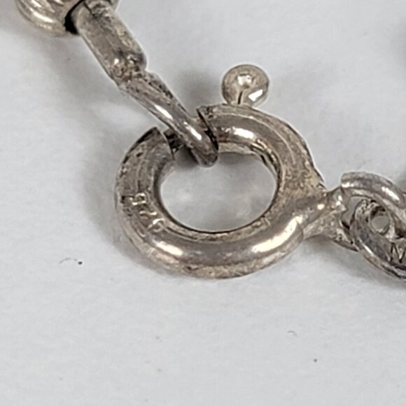Vintage Sterling Silver 925 Ball/Bar Chain Bracelet 9 In Spring Ring Clasp - Picture 6 of 7